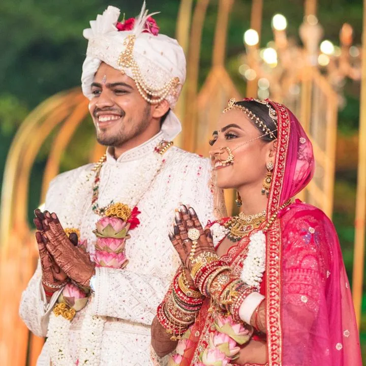 Bride and groom during their wedding ceremony