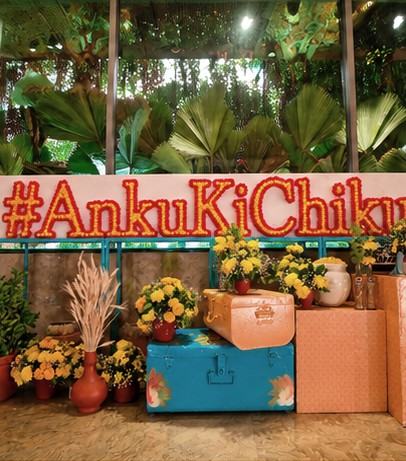 AnkuKiChiku colourful Haldi photo corner