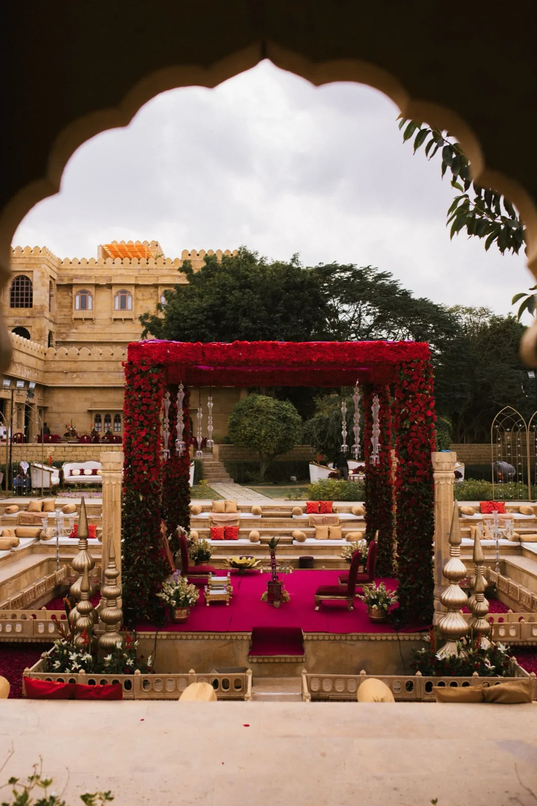 Red rose mandap at a Rajasthani fort